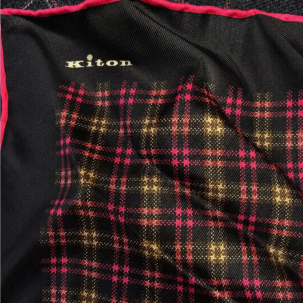 Kiton Cashmere Charcoal Windowpane Blazer with Luxury Wool Tie & Kiton Pocket Sq - Picture 8 of 8